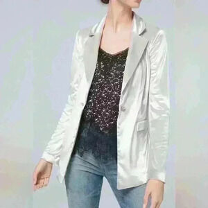 White House Black Market Silver Velvet Long Line Blazer Size Small NWT